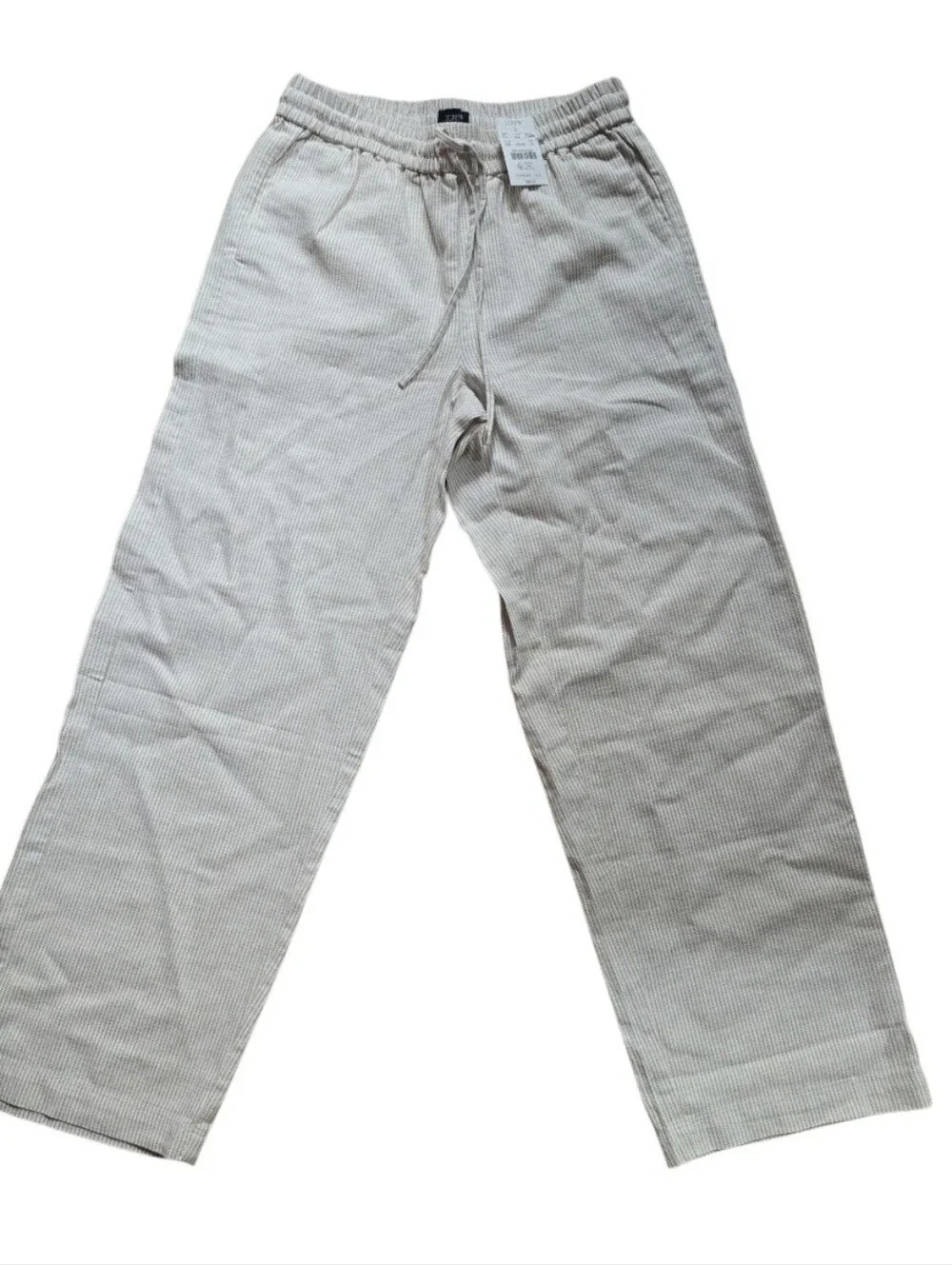 J. Crew Light Khaki Pinstripe Drawstring Stretchy Pants.